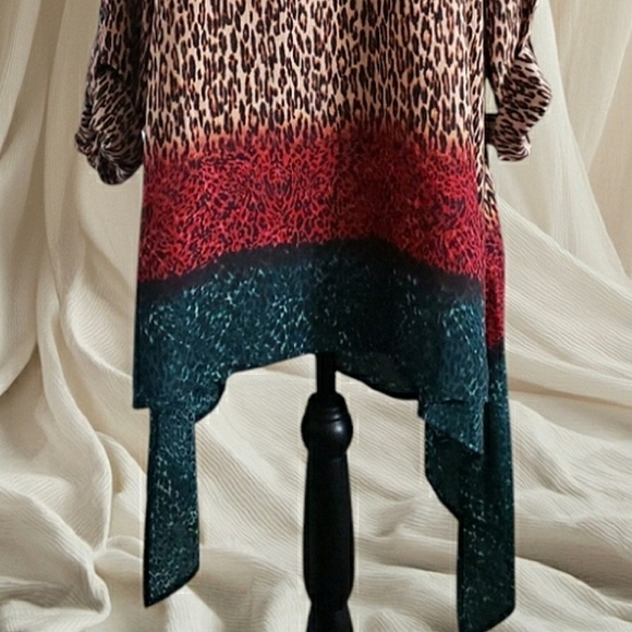 Animal Print Boho XL Asymmetrical Hemline Slip-On Artisy Lagenlook Tunic New - Picture 5 of 9